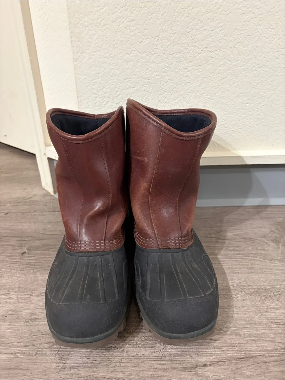 Men's Brown Leather & Black Rubber Winter Boots